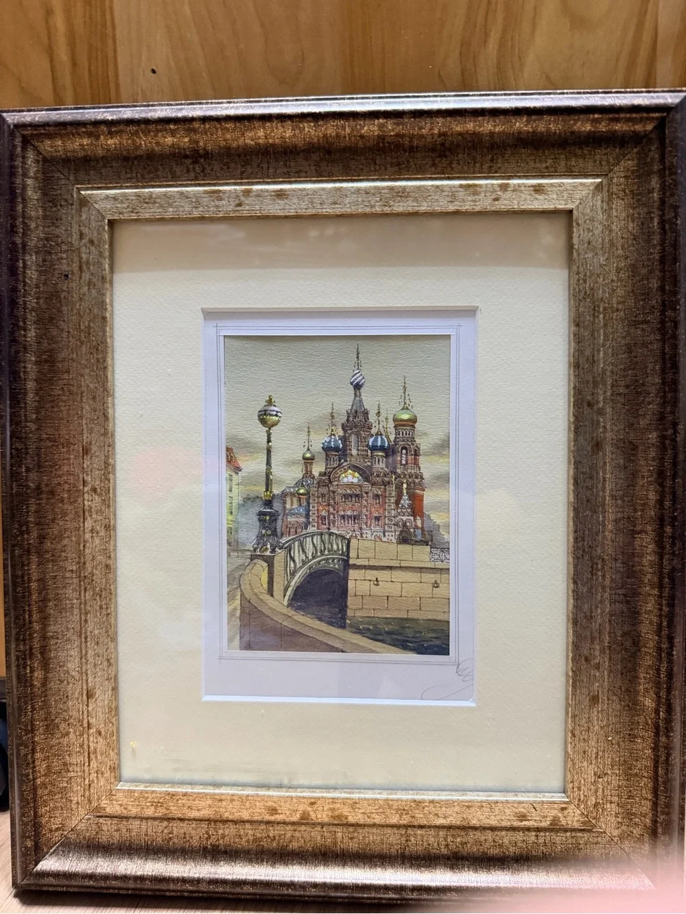 Historic Church of the Savior on Spilled Blood watercolor painting- framed